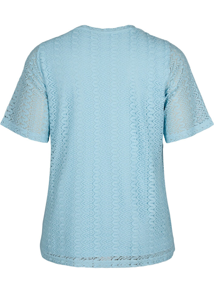 Kurz&auml;rmelige Bluse aus Spitze mit V-Ausschnitt, Angel Falls, Packshot image number 1