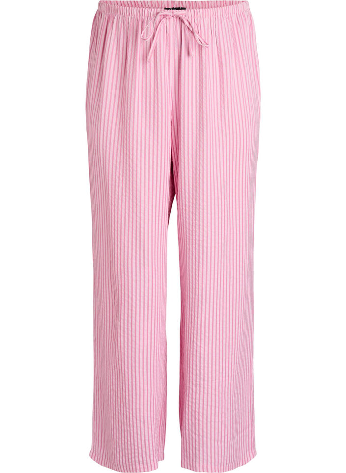 Lockere Pyjamahose aus Seersucker mit hoher Taille, Pink, Packshot image number 0
