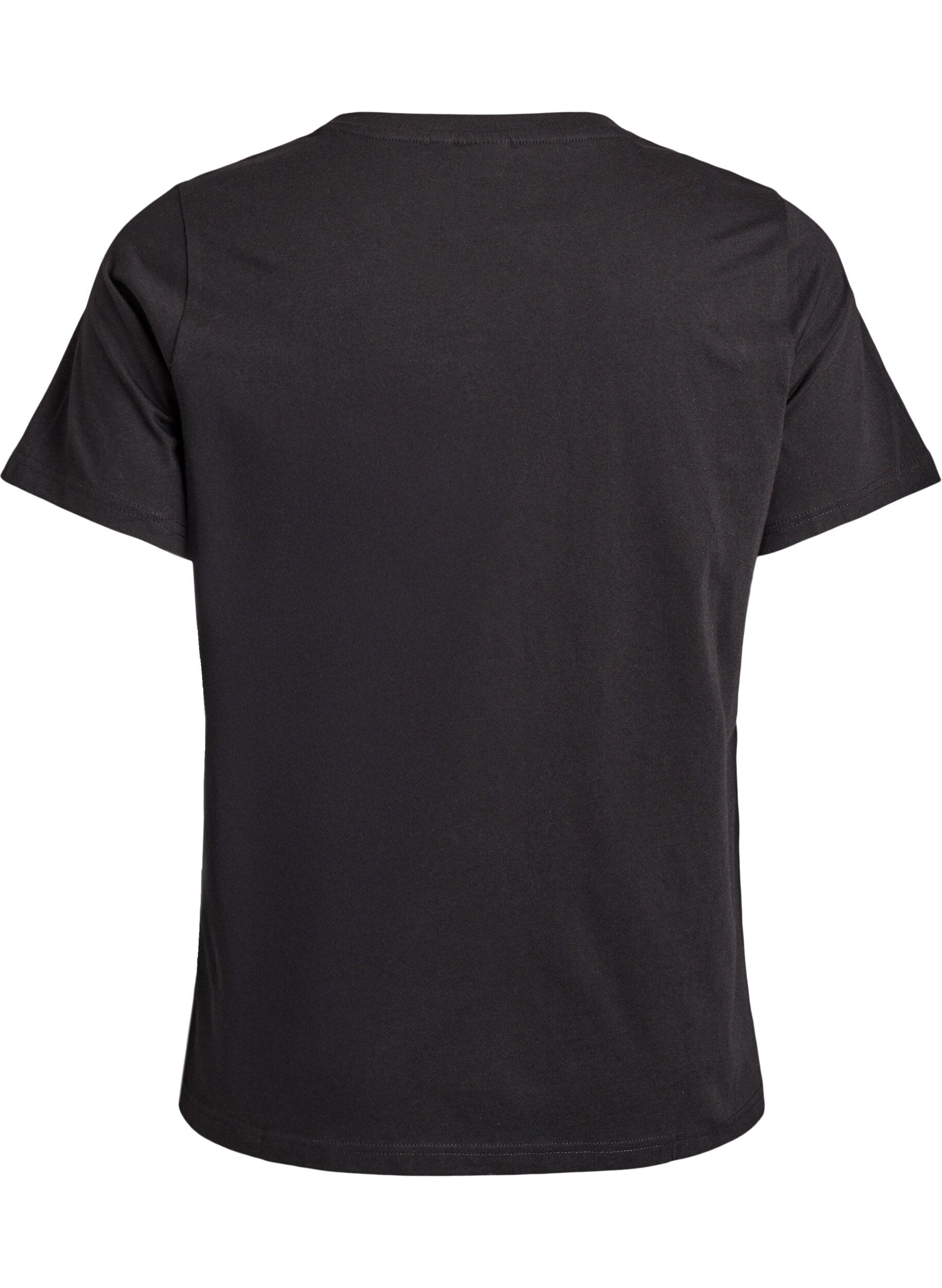 ZizziT-Shirt aus Baumwolle mit dekorativem Frontdetail, Schwarz, Packshot image number 1