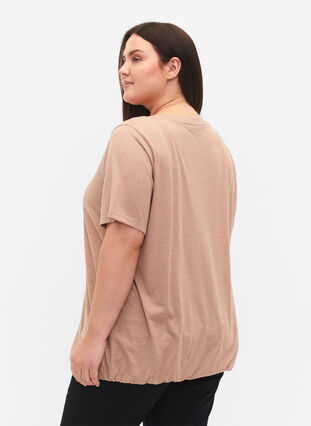 Meliertes T-Shirt mit elastischem Saum, Natural Mél, Model image number 1