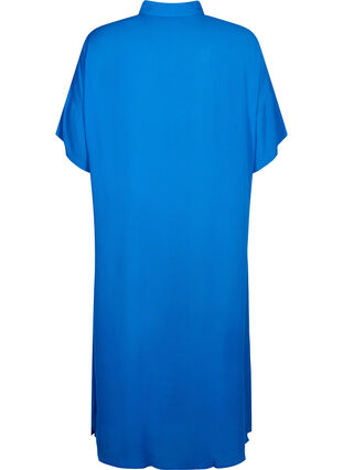 Hemdkleid aus Viskose mit kurzen Ärmeln, Victoria blue, Packshot image number 1