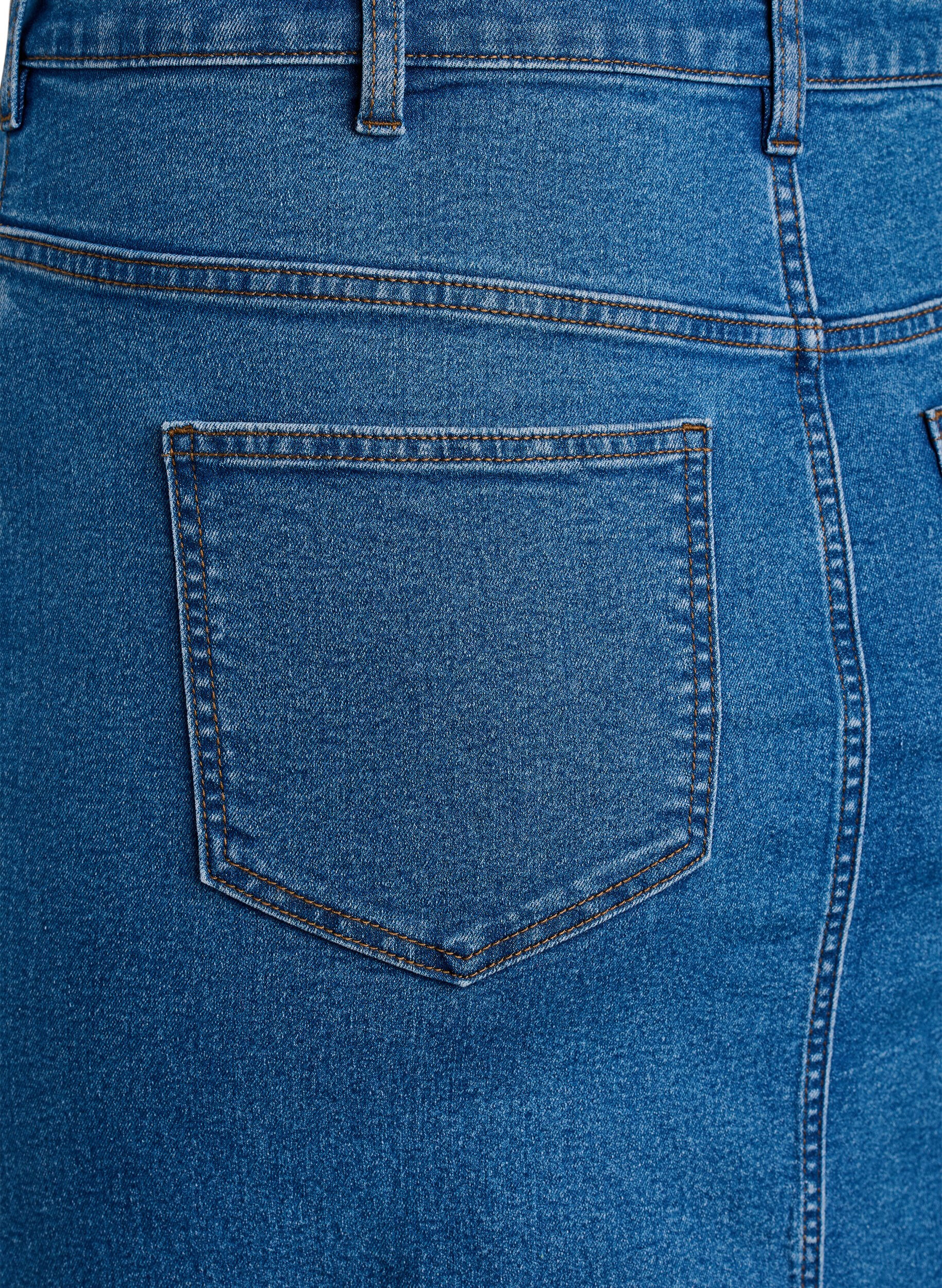 ZizziFLASH - Midi-Jeansrock mit vorderem Schlitz, Blau, Packshot image number 4