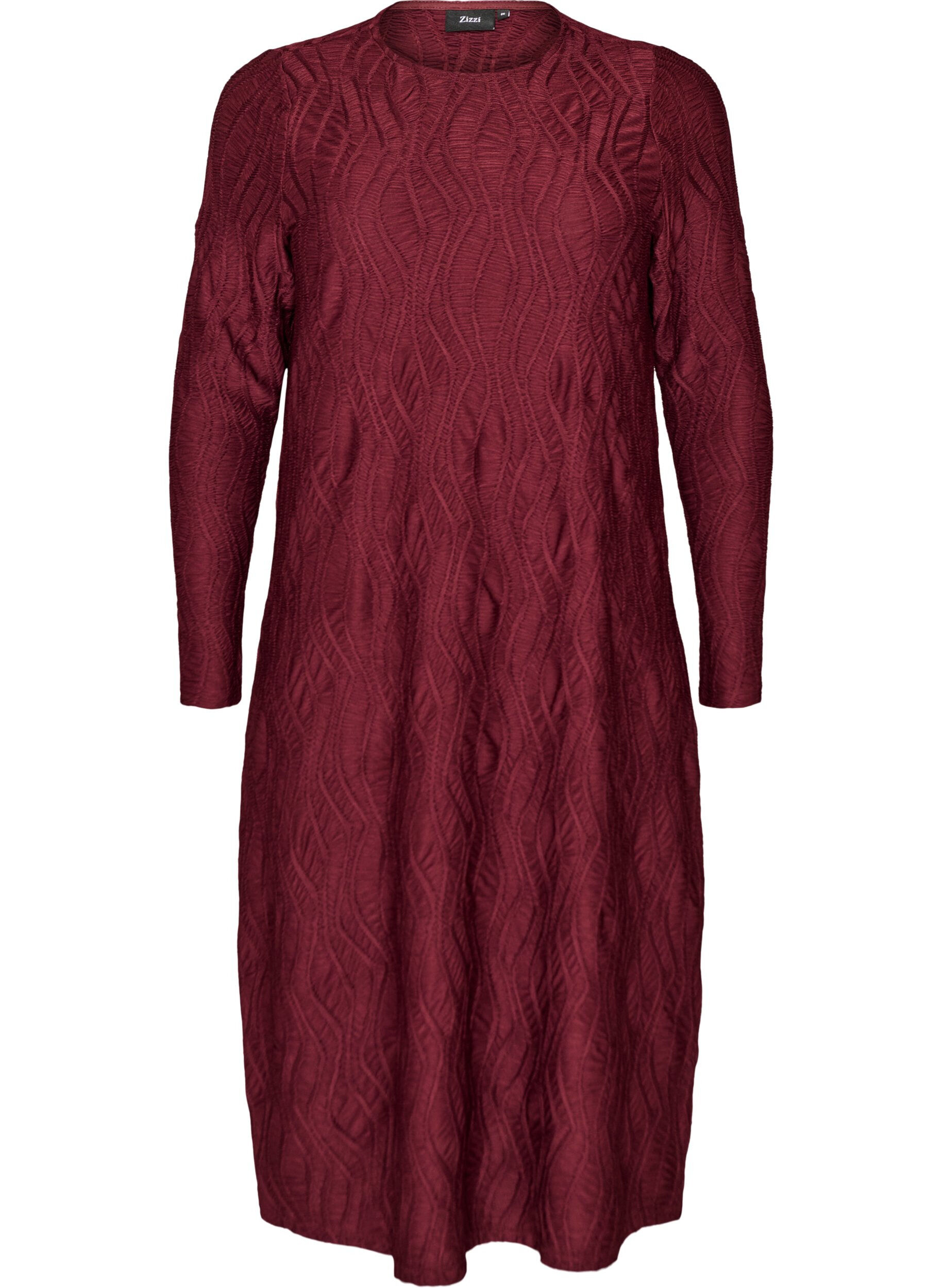 Midikleid mit gewellter Struktur und langen &Auml;rmeln
