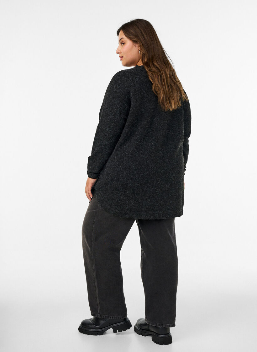 Lange Strickbluse mit Kugelkn&ouml;pfen, Grau, Model image number 2