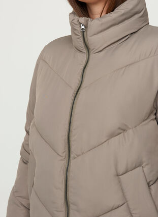 Lange Jacke mit hohem Hals, Army Grey as sample, Model image number 2