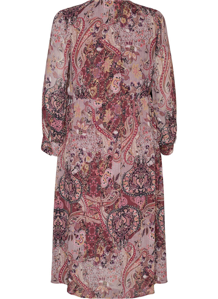 Midikleid mit Paisley-Muster und elastischem Bund, Lila, Packshot image number 1