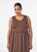 &Auml;rmelloses Midikleid aus Baumwolle mit Ripp und Musselin, Braun, Model image number 0