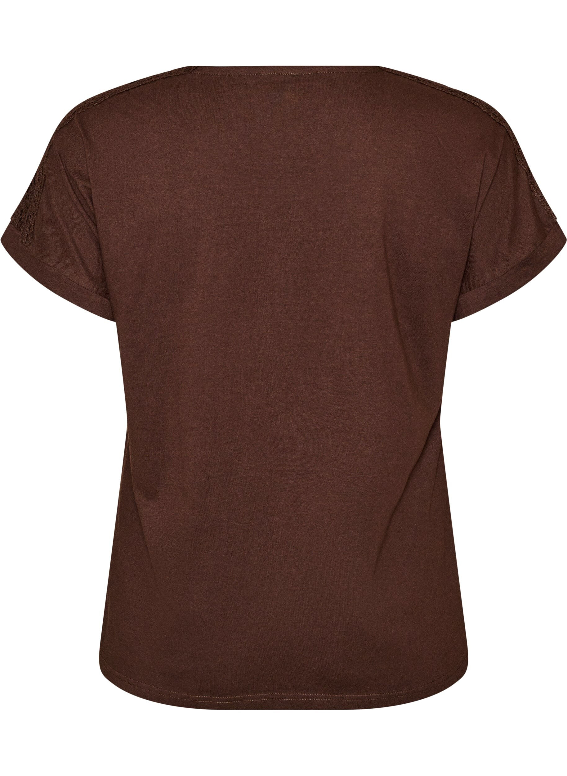 ZizziT-Shirt aus Baumwolle mit H&auml;keldetail, Braun, Packshot image number 1