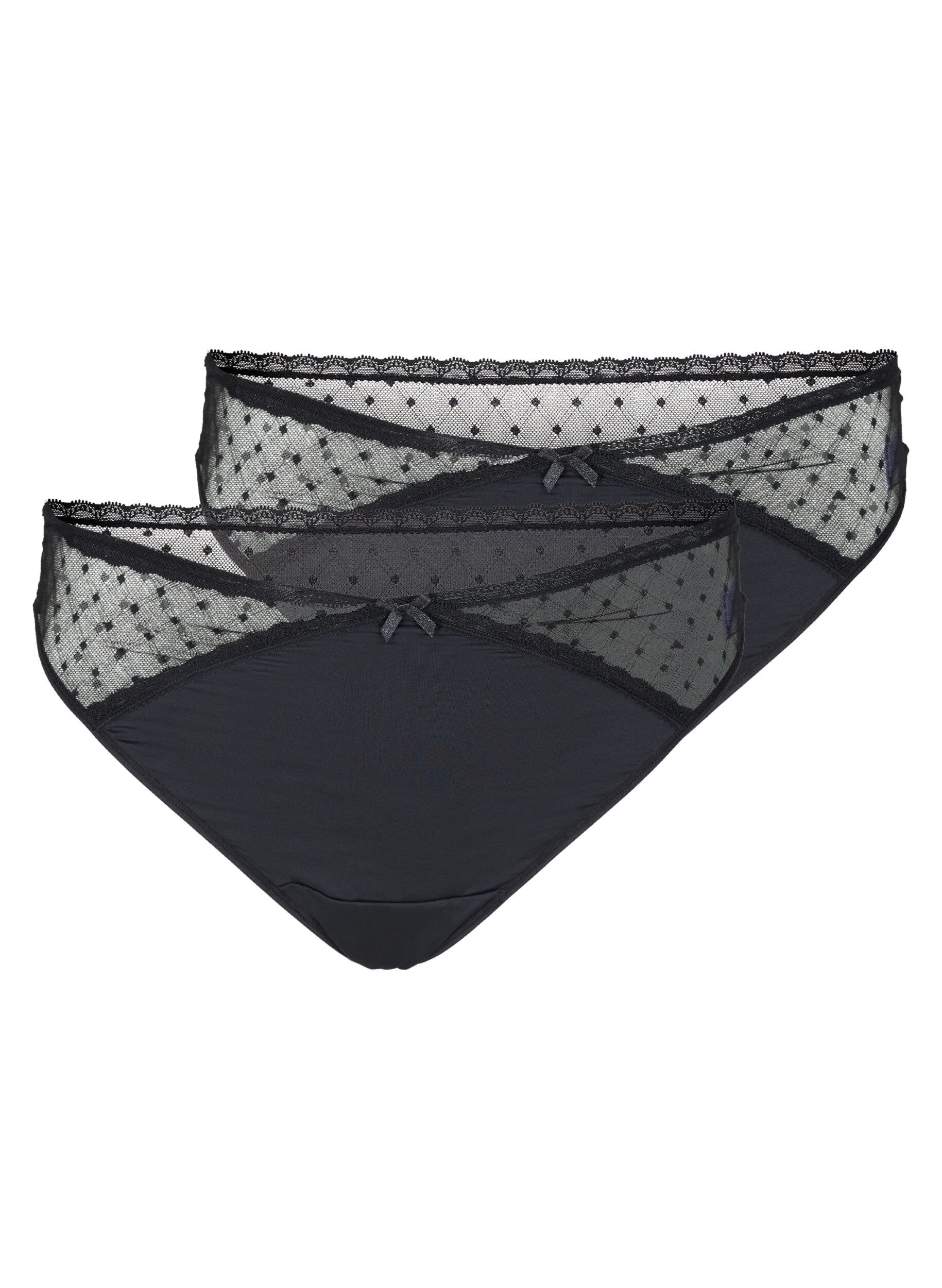 Zizzi2er Pack G-String mit Mesh, Black, Packshot image number 0