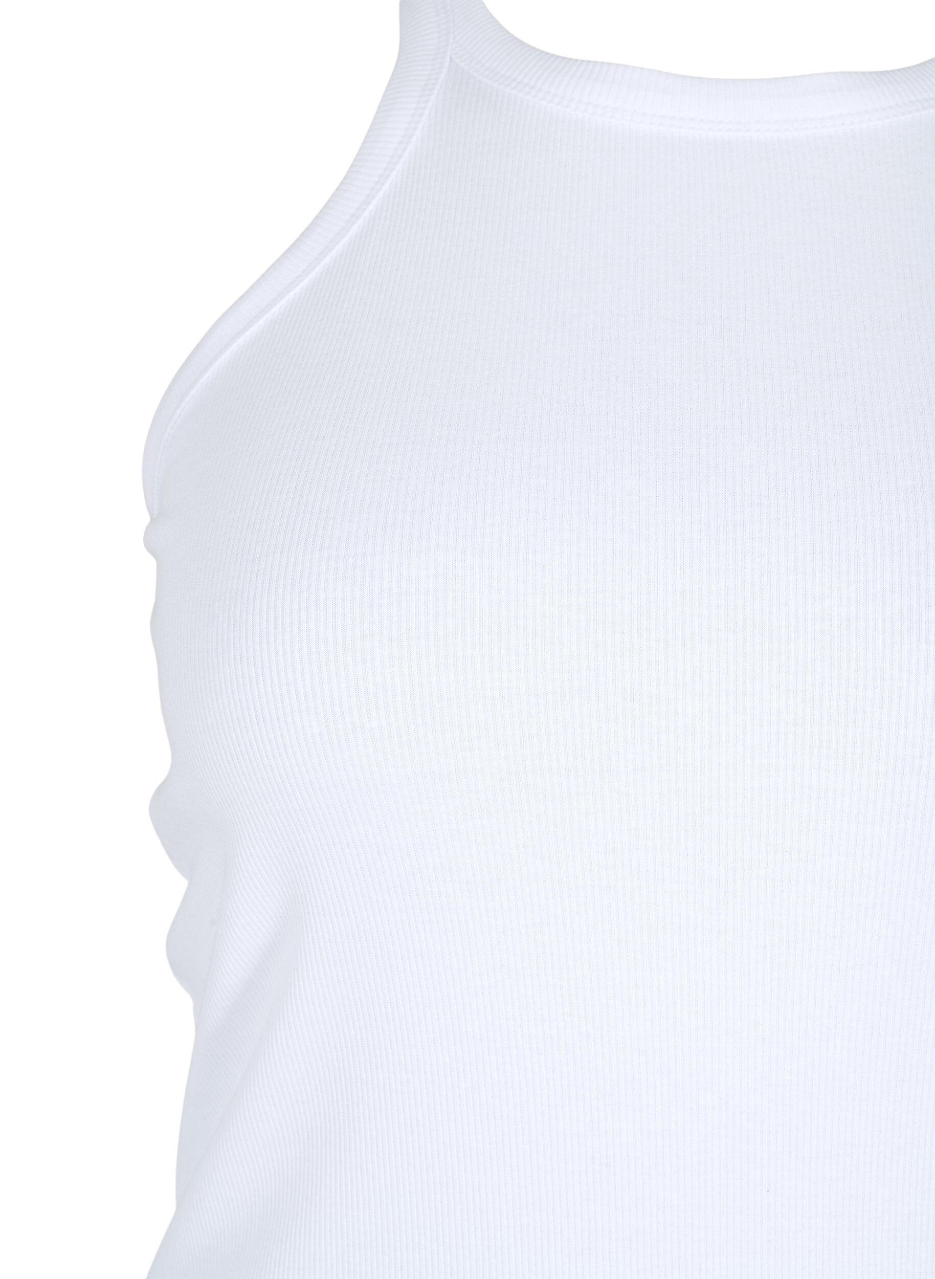 ZizziGeripptes Tanktop aus Baumwolle, Bright White, Packshot image number 2