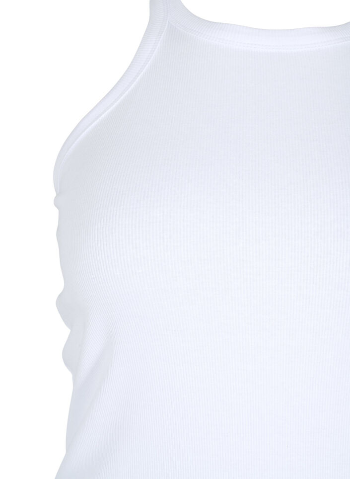 Geripptes Tanktop aus Baumwolle, Bright White, Packshot image number 2