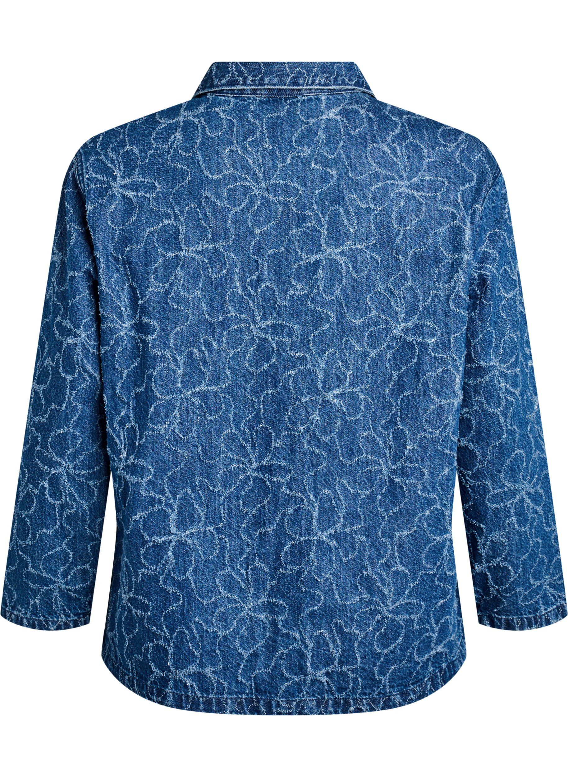 ZizziJeansjacke mit Bindeverschluss und Taschen, Blue Denim Destroy, Packshot image number 1