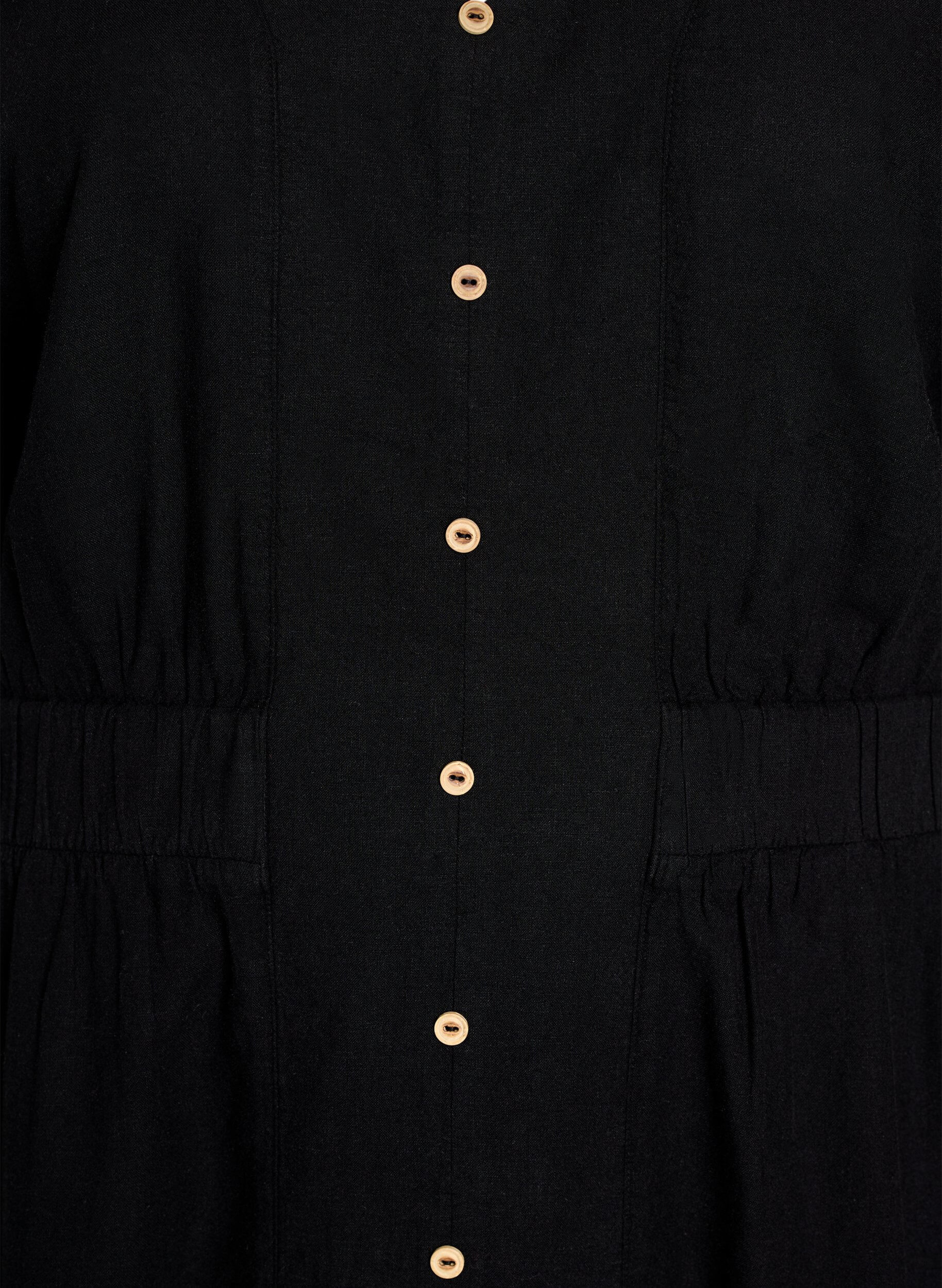 ZizziMidikleid aus Leinen und Viskose mit vorderen Schlitzen., Schwarz, Packshot image number 2