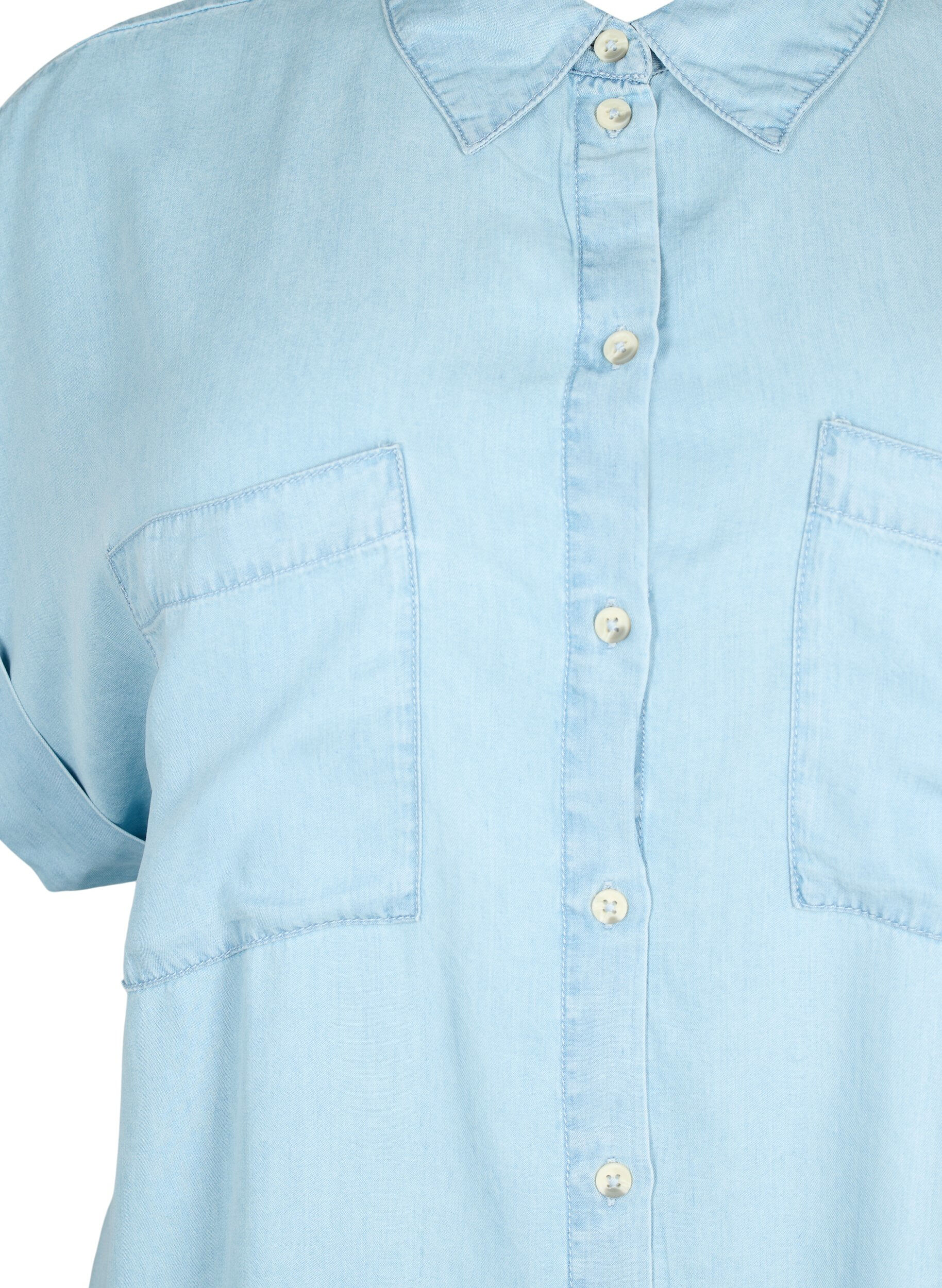 ZizziKurz&auml;rmeliges Hemd aus Lyocell (TENCEL&trade;), Light blue denim, Packshot image number 2