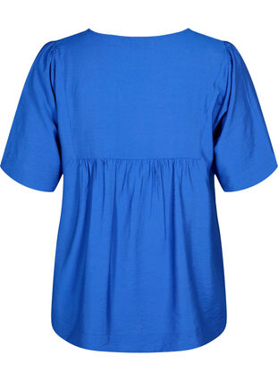Bluse mit halblangen Ärmeln aus Viskose, Olympian Blue, Packshot image number 1