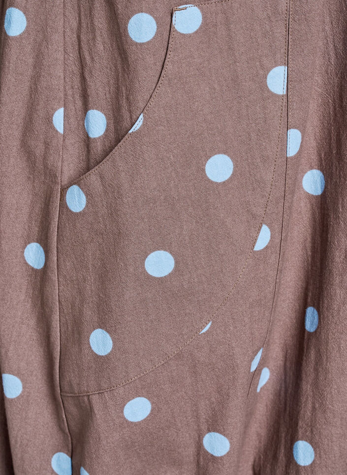 Kurz&auml;rmliges Baumwollkleid mit Aufdruck, Blau, Packshot image number 3