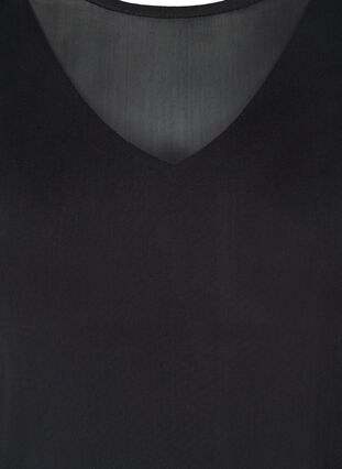 Enganliegende Bluse mit Mesh, Black, Packshot image number 2