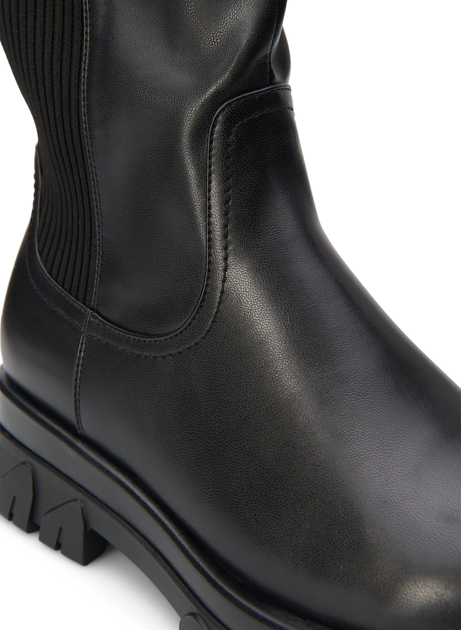 ZizziHoher Stiefel mit Rei&szlig;verschluss und elastischen Eins&auml;tzen, Schwarz, Packshot image number 3