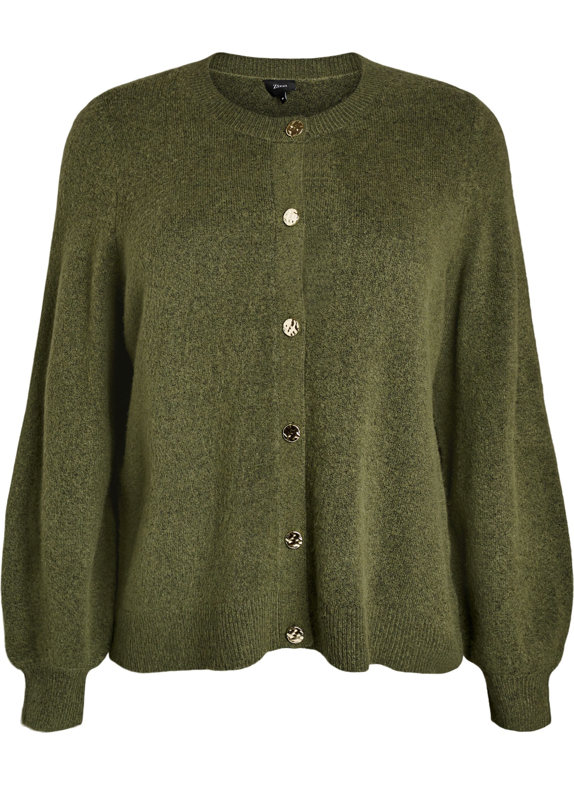 ZizziStrickjacke aus weichem Strick mit goldfarbenen Kn&ouml;pfen, Gr&uuml;n, Packshot image number 0