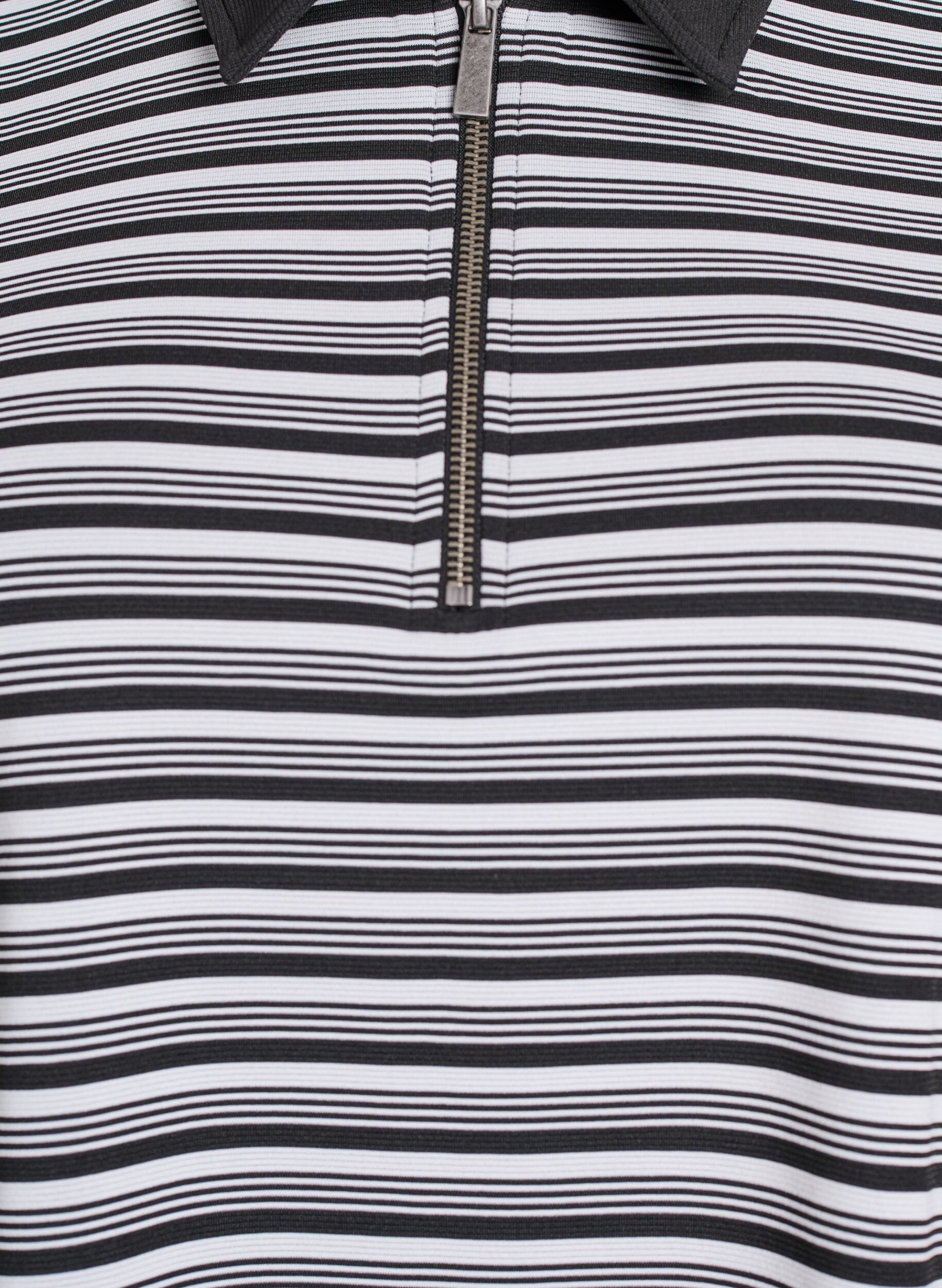 ZizziKurz&auml;rmliges Poloshirt mit Streifen und Rei&szlig;verschluss, Schwarz, Packshot image number 2