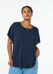 Bluse mit kurzen Ärmeln und Rundhalsausschnitt, Blau, Model image number 0