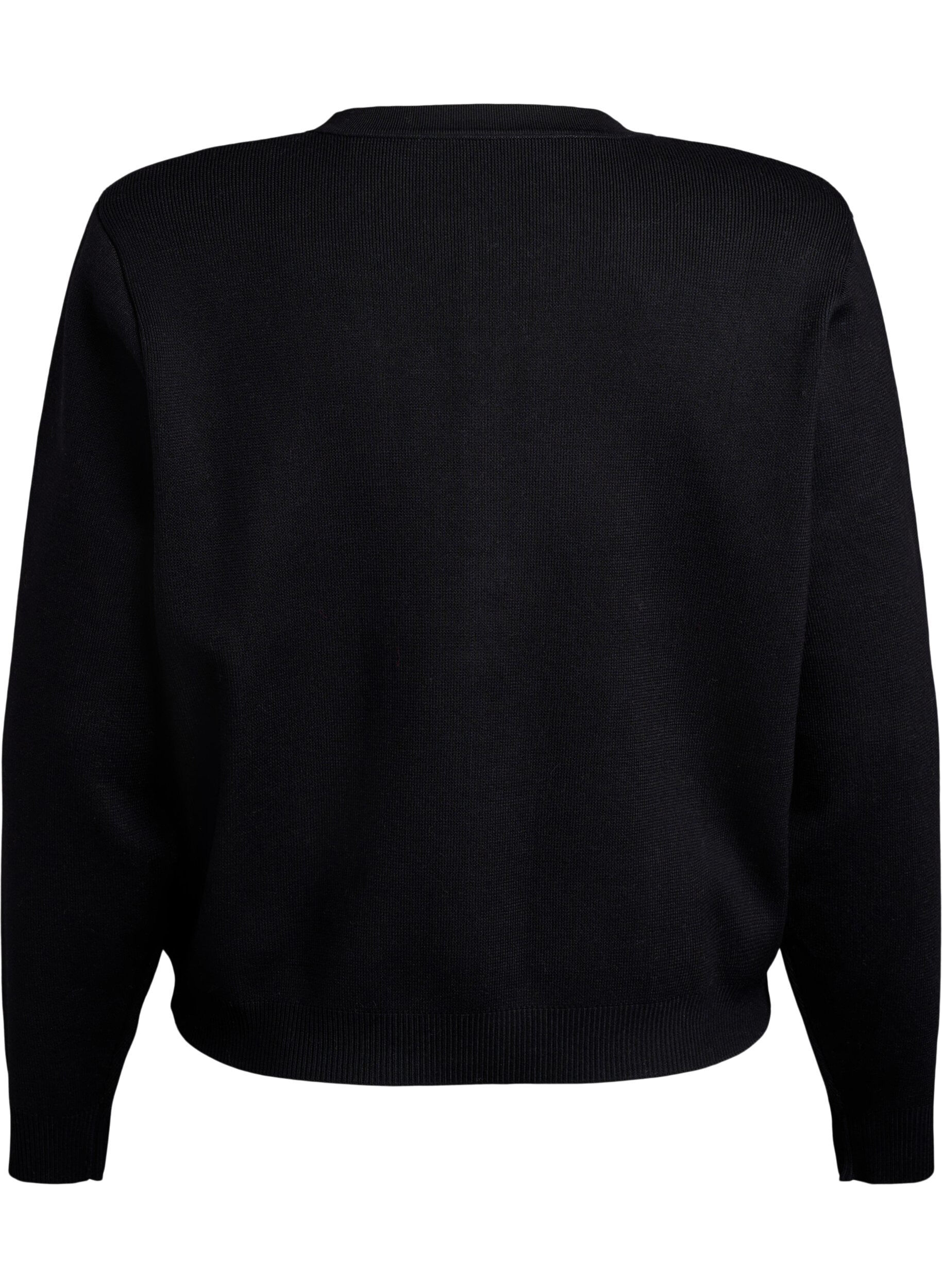 ZizziCardigan mit dekorativen goldenen Kn&ouml;pfen, Schwarz, Packshot image number 1