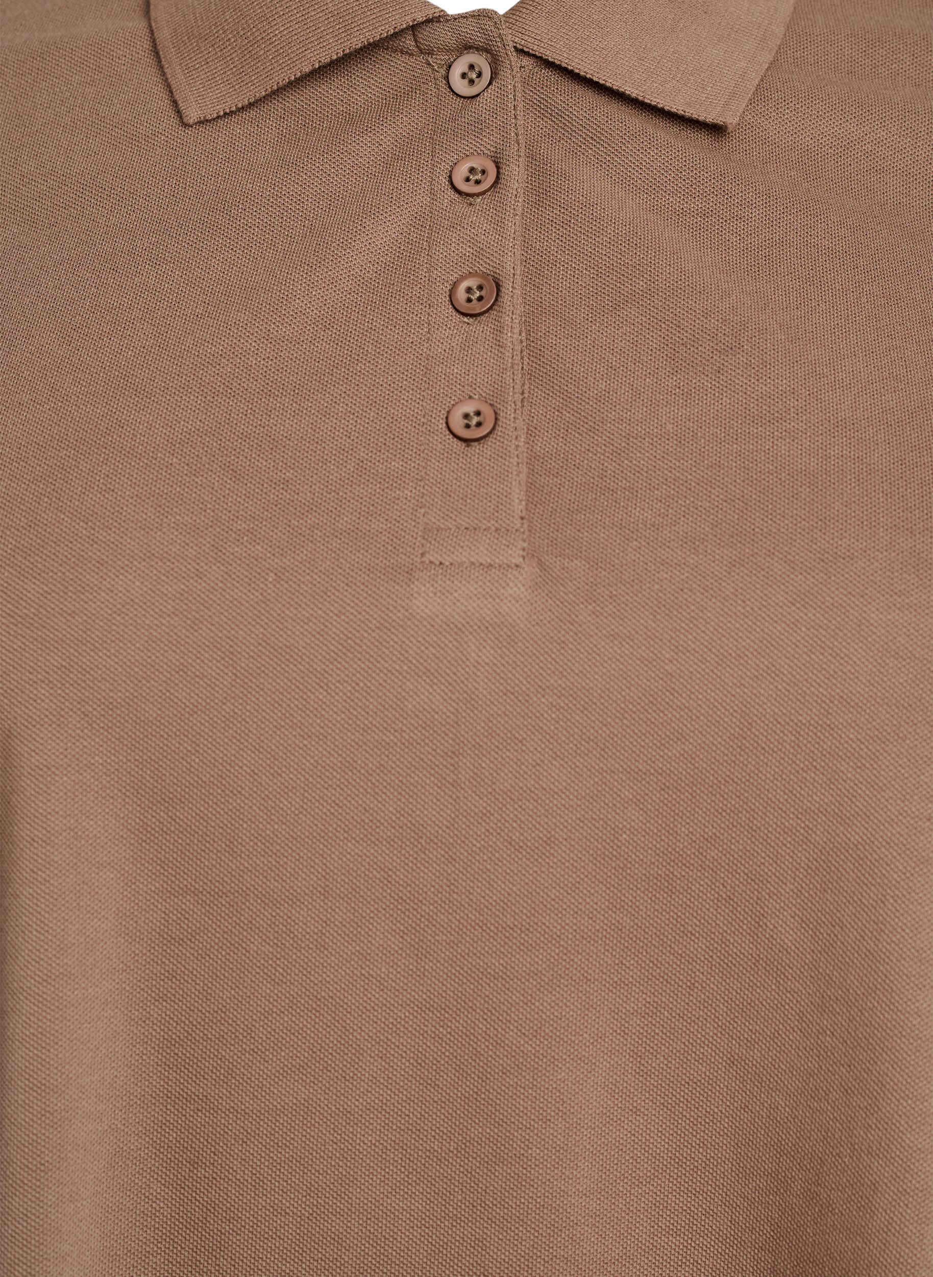 ZizziPoloshirt mit kurzen &Auml;rmeln, Braun, Packshot image number 2