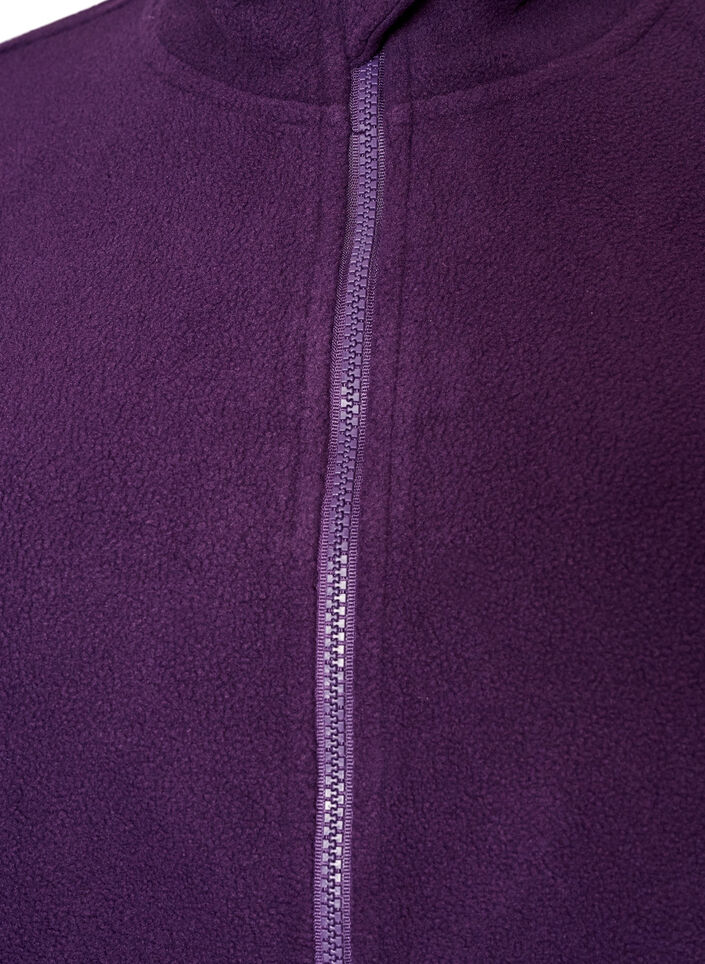 Top aus Fleece mit Rei&szlig;verschluss und hohem Kragen, Lila, Packshot image number 2