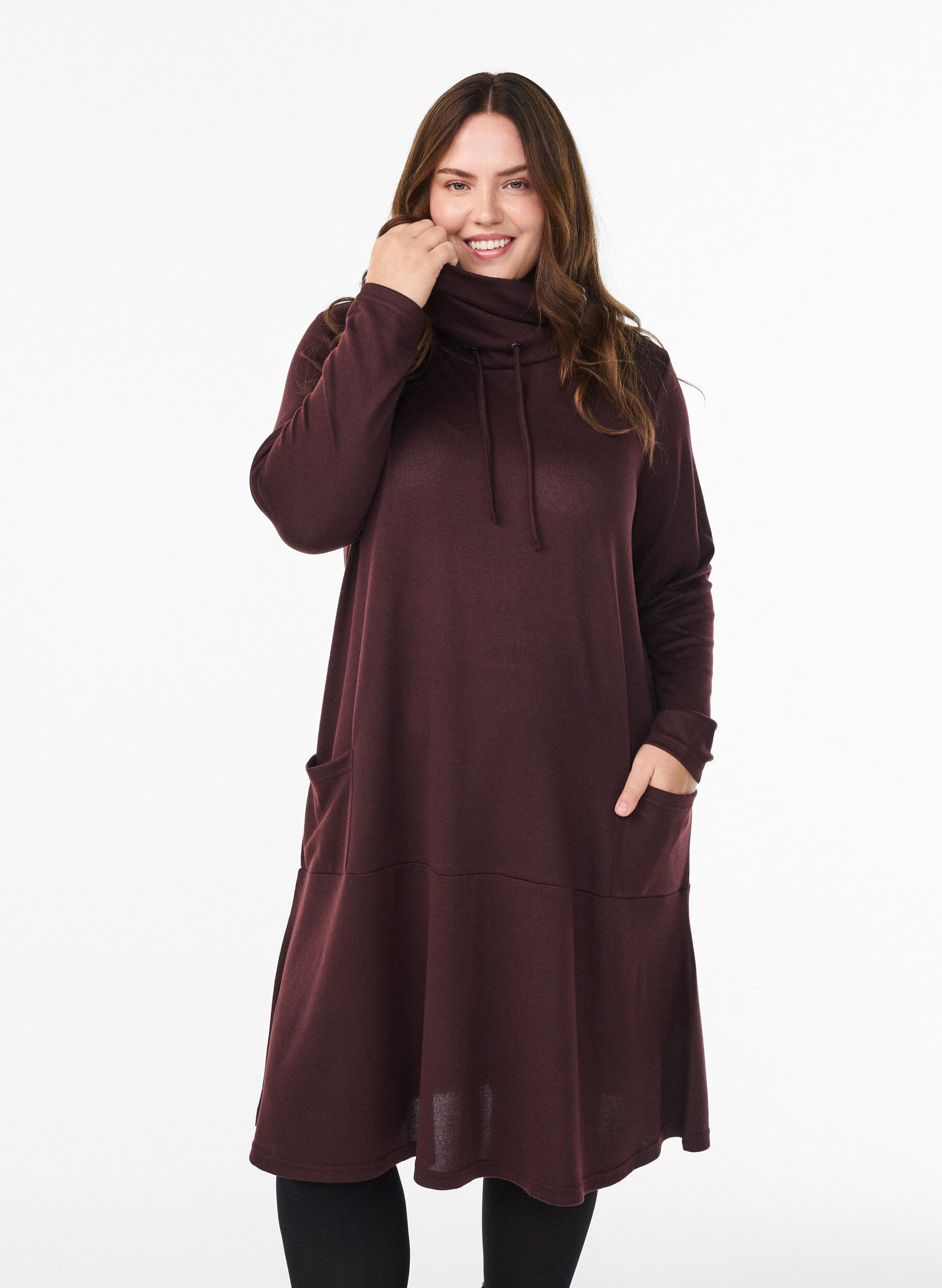 ZizziHochgeschlossenes Jerseykleid mit Taschen, Rot, Model image number 0