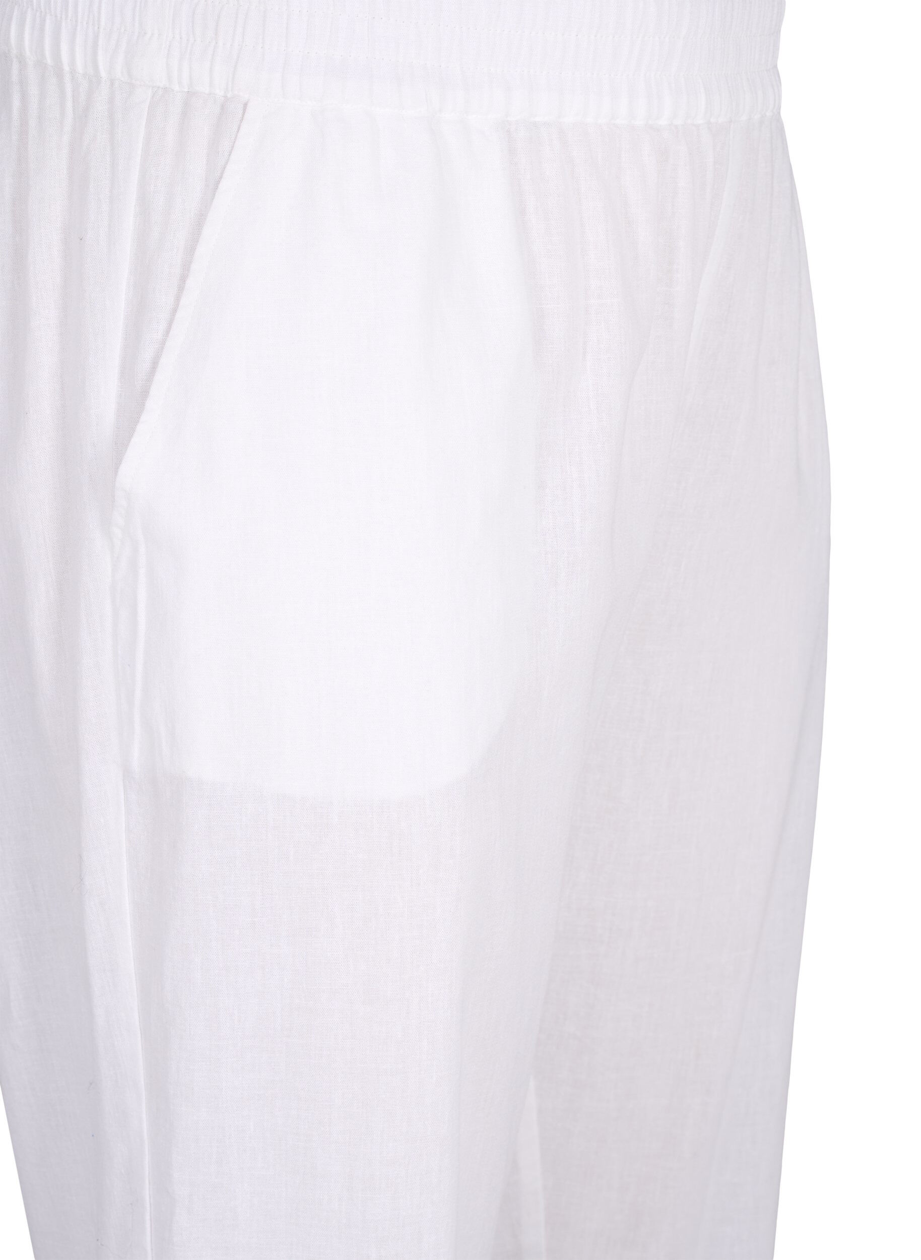 ZizziEinfarbige Baumwollhose mit Leinen, Bright White, Packshot image number 2