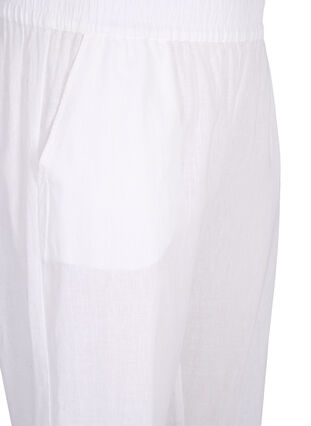 Einfarbige Baumwollhose mit Leinen, Bright White, Packshot image number 2