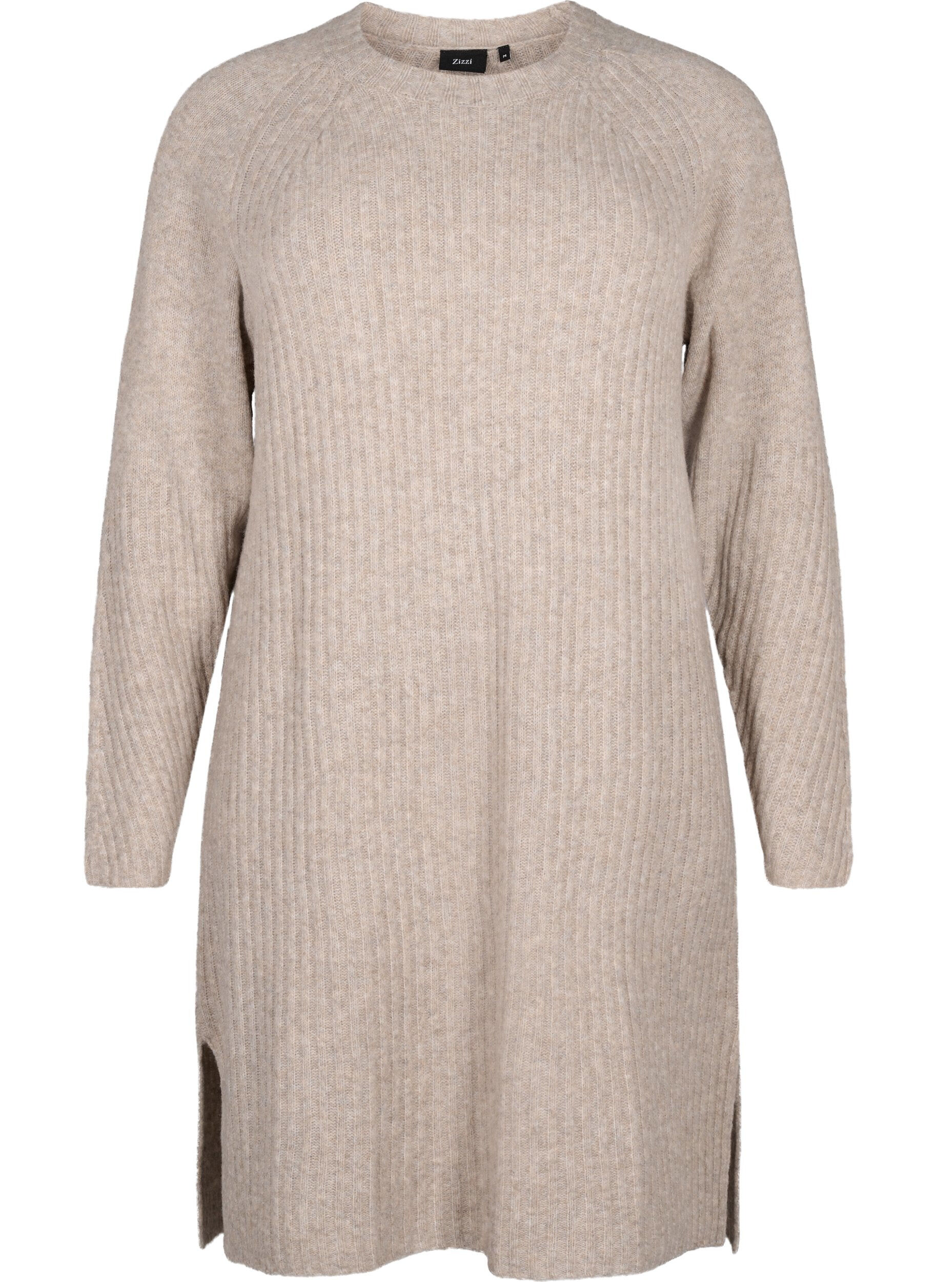 ZizziRippstrickkleid mit Schlitz, Simply Taupe Mel., Packshot image number 0
