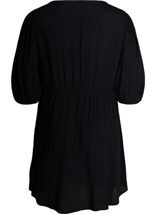 Kleid mit Knöpfen und 3/4-Ärmeln, Black, Packshot image number 1