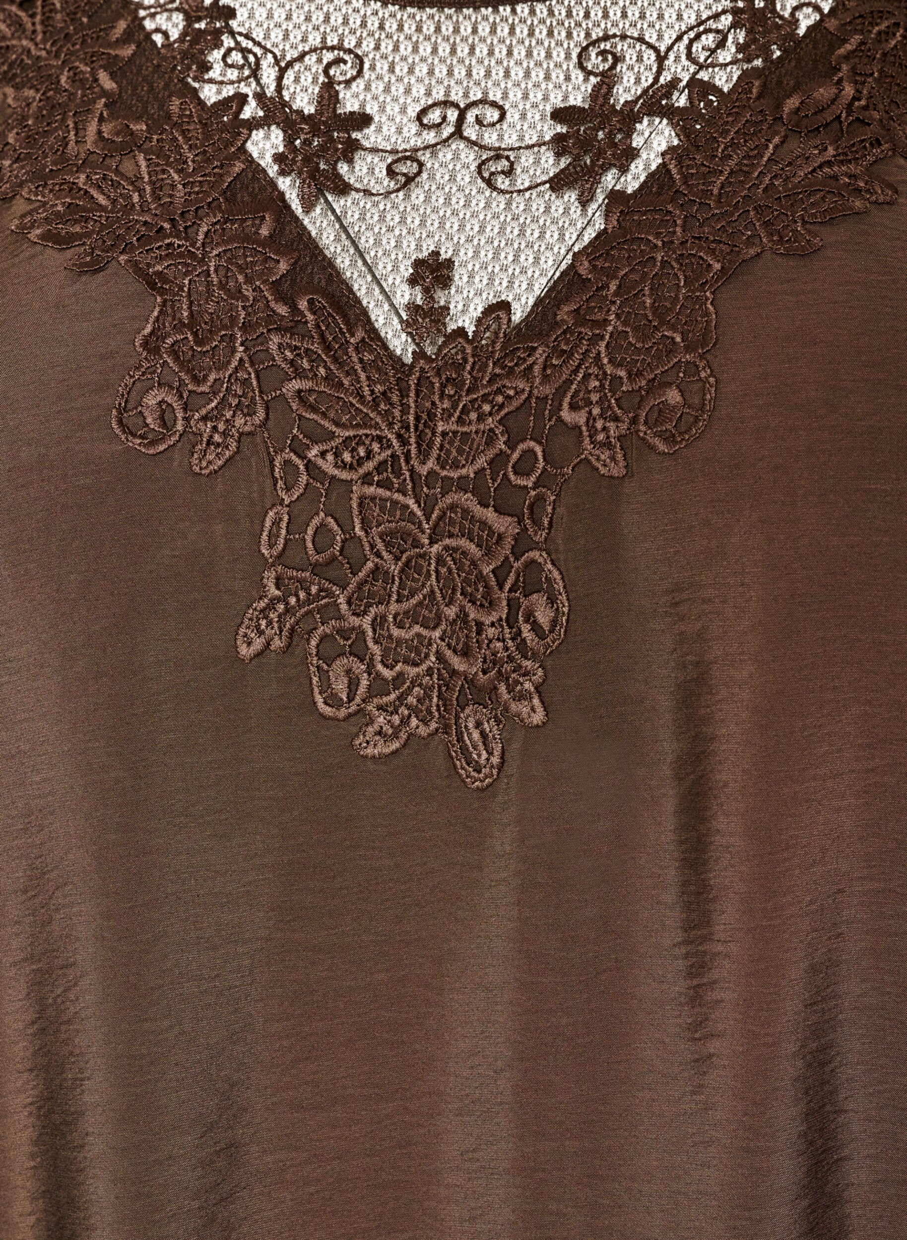 ZizziTunika aus Viskose mit Spitzendetails, Braun, Packshot image number 2