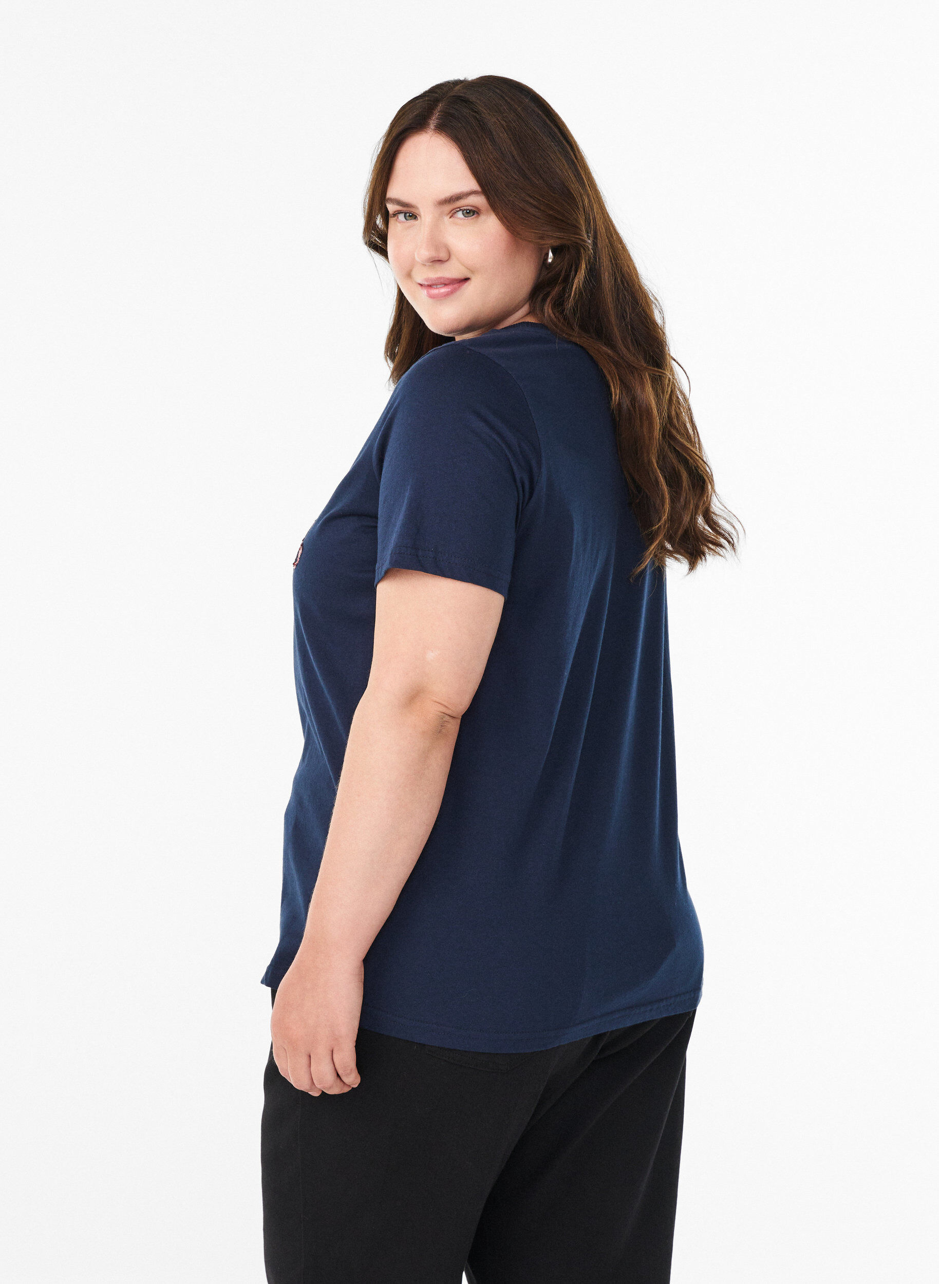 ZizziWeihnachts-T-Shirt aus Bio-Baumwolle, Blau, Model image number 2