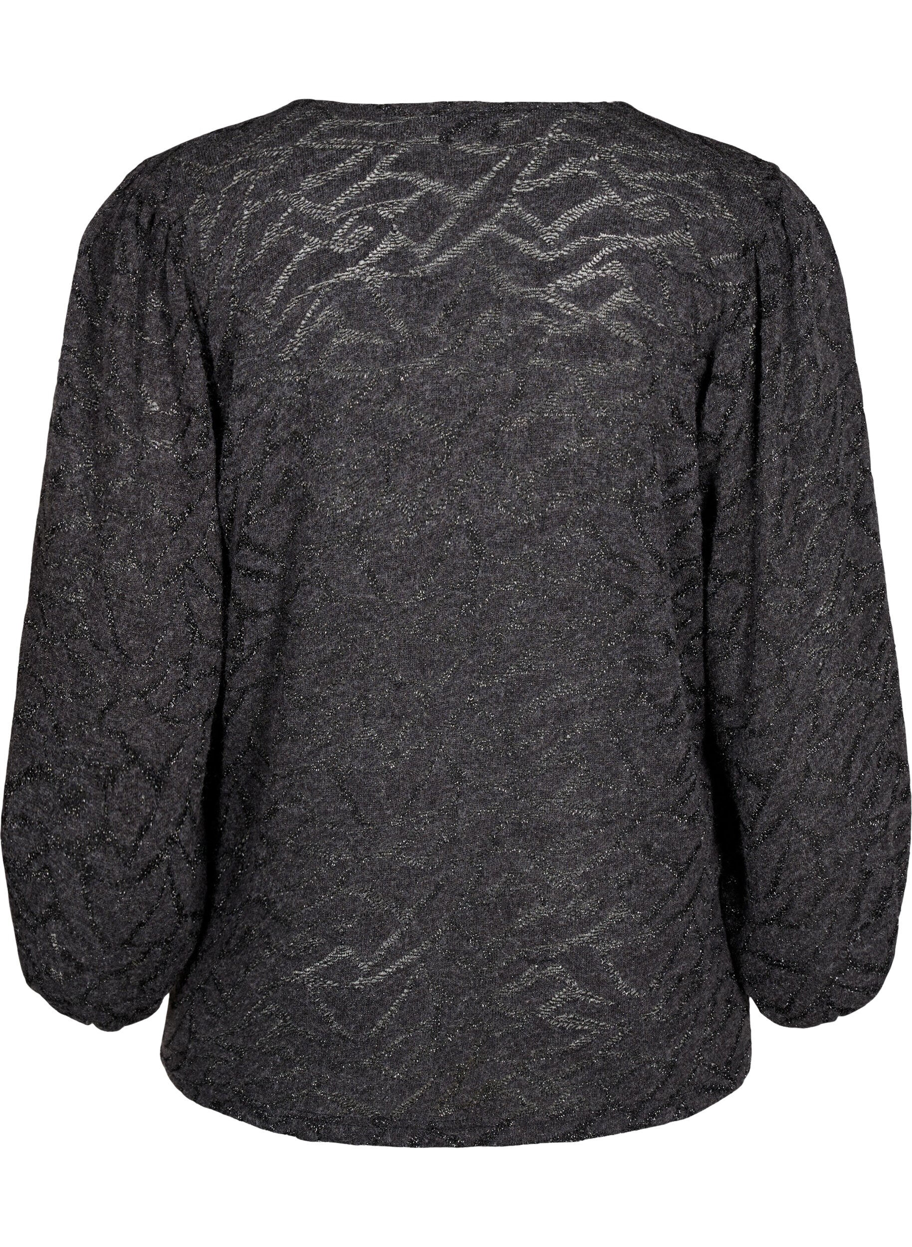ZizziLang&auml;rmlige Bluse mit Glitzer und Muster, Grau, Packshot image number 1