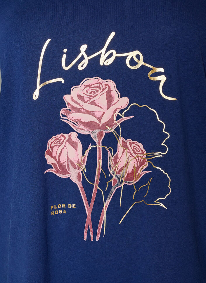 T-Shirt aus Baumwolle mit Frontprint und V-Ausschnitt, 1447, Packshot image number 2