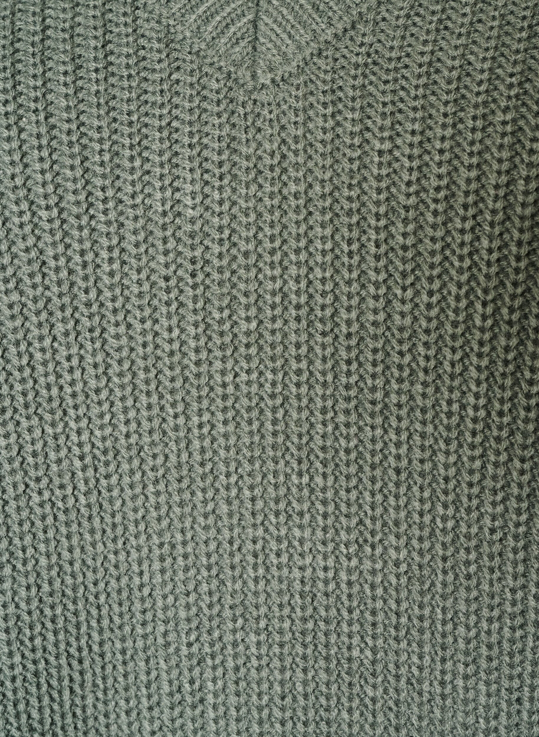 ZizziLange Rippstrickbluse mit V-Ausschnitt, Gr&uuml;n, Packshot image number 2