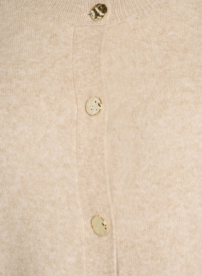 Strickjacke aus weichem Strick mit goldfarbenen Kn&ouml;pfen, Beige, Packshot image number 2