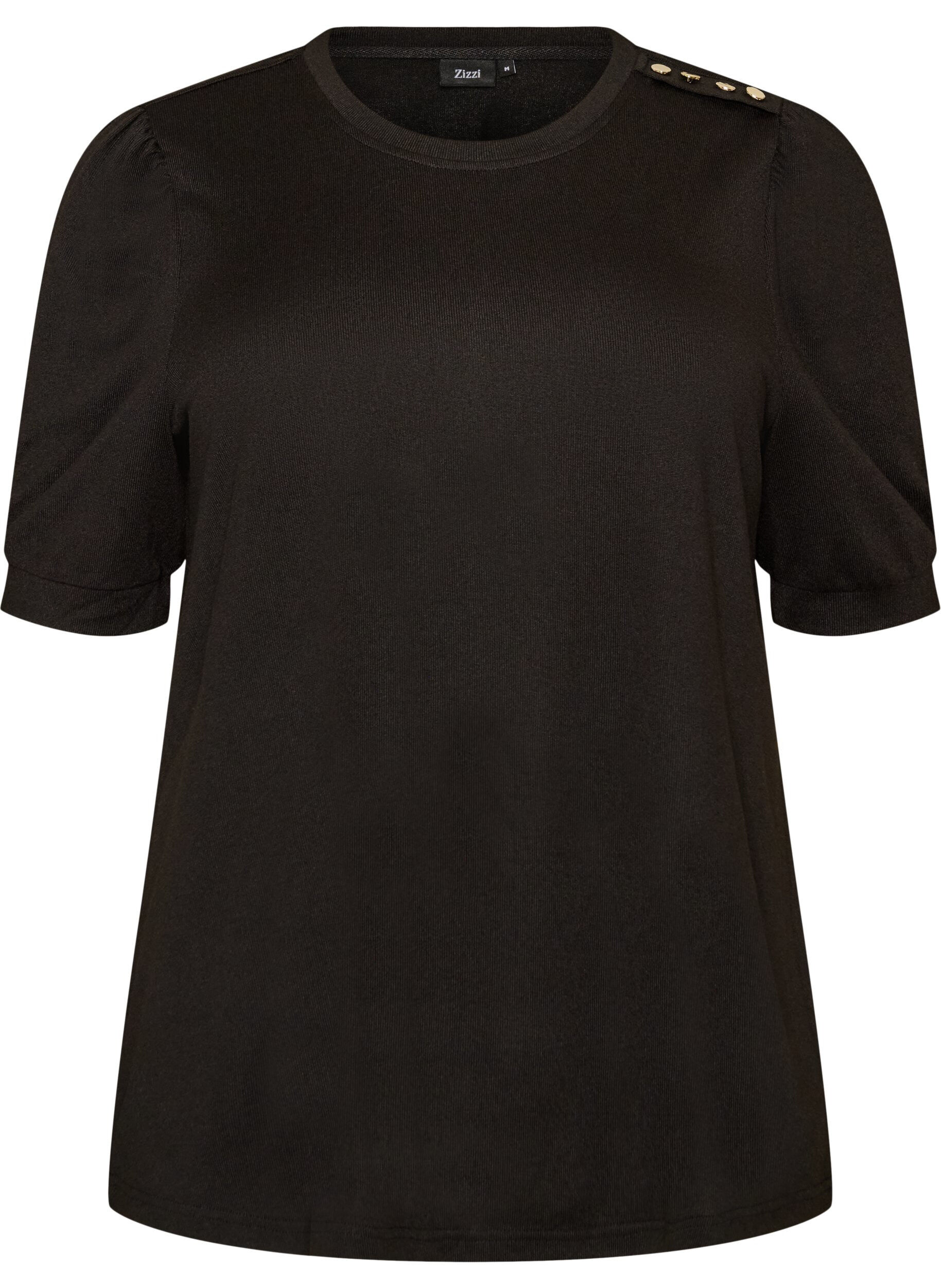 Bluse mit Knopfdetail und kurzen Puff&auml;rmeln