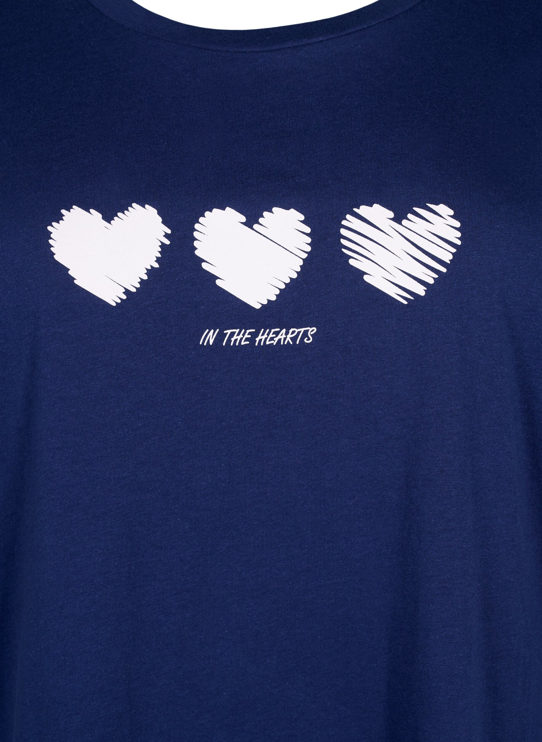 ZizziT-Shirt aus Baumwolle mit Rundhalsausschnitt und Aufdruck, Medieval B.W. Hearts, Packshot image number 2