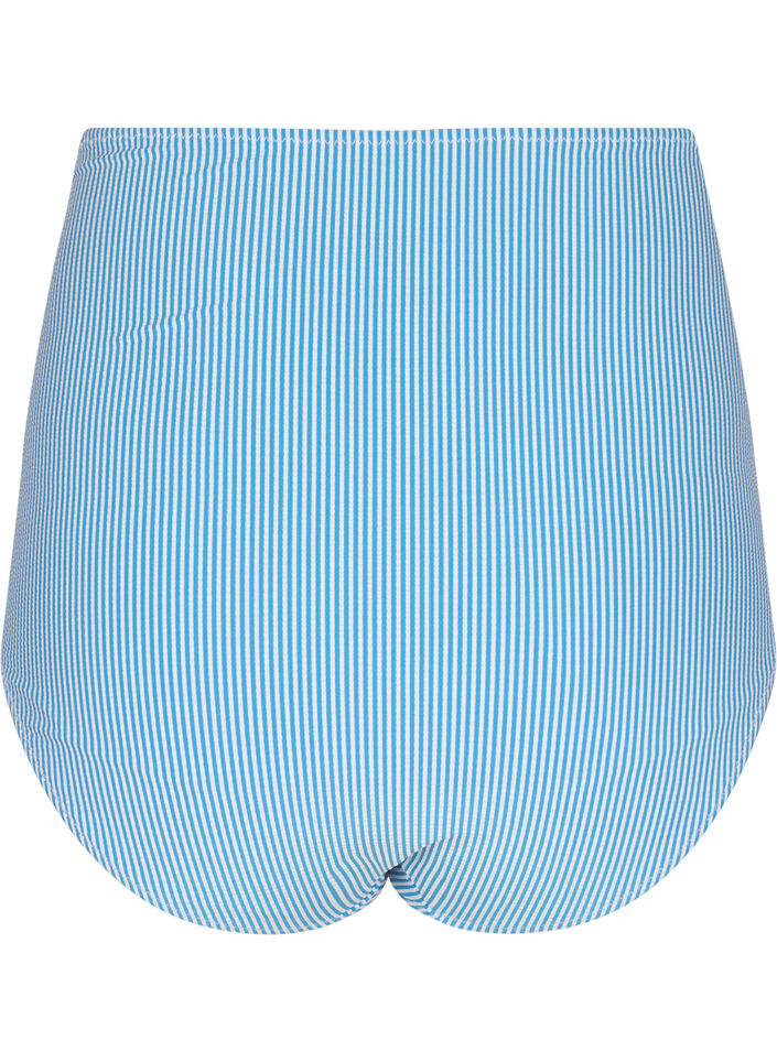 Gestreiftes Bikini-Unterteil mit extra hoher Taille, Blau, Packshot image number 1
