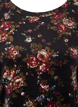 Bluse aus Velours mit Blumenprint und langen Ärmeln, Flower AOP, Packshot image number 2