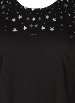 Kurzarm T-Shirt aus Baumwolle mit Sternen, Black STARS, Packshot image number 2