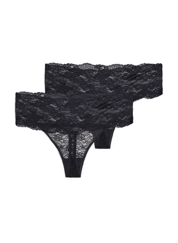 2er-Pack G-String Slips, Schwarz, Packshot image number 1