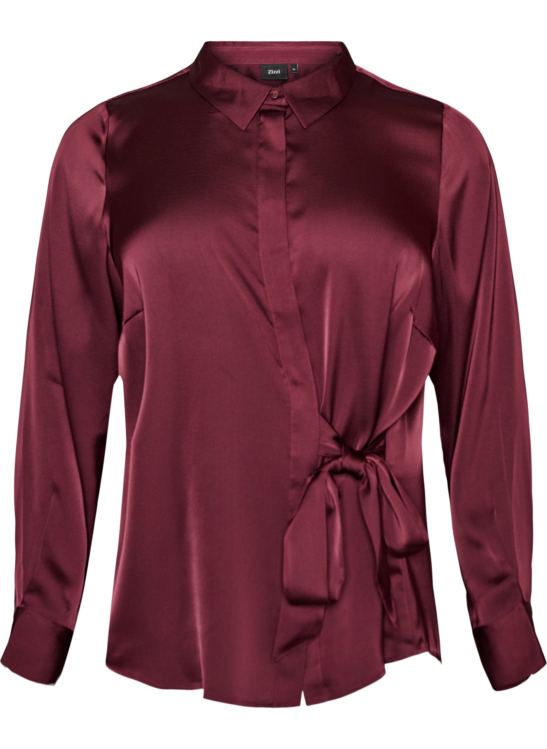 Bluse mit Satin-Optik und Wickeloptik