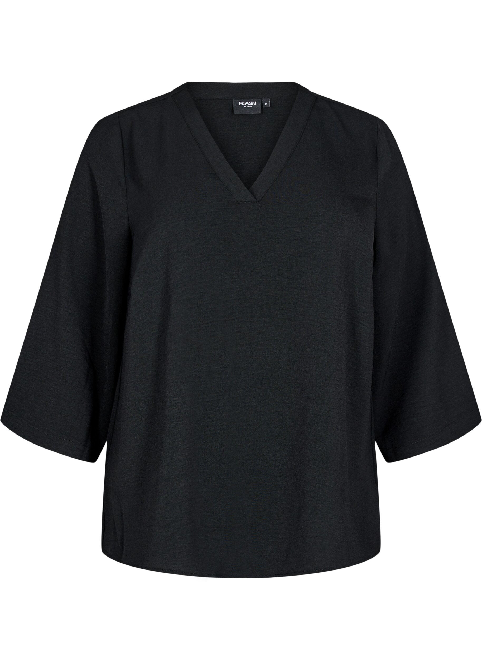 ZizziBluse mit 3/4-&Auml;rmeln, Schwarz, Packshot image number 0