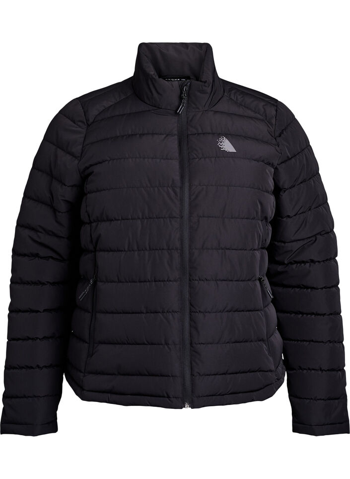 Sportliche, wattierte Jacke mit Stehkragen und Taschen, Schwarz, Packshot image number 0