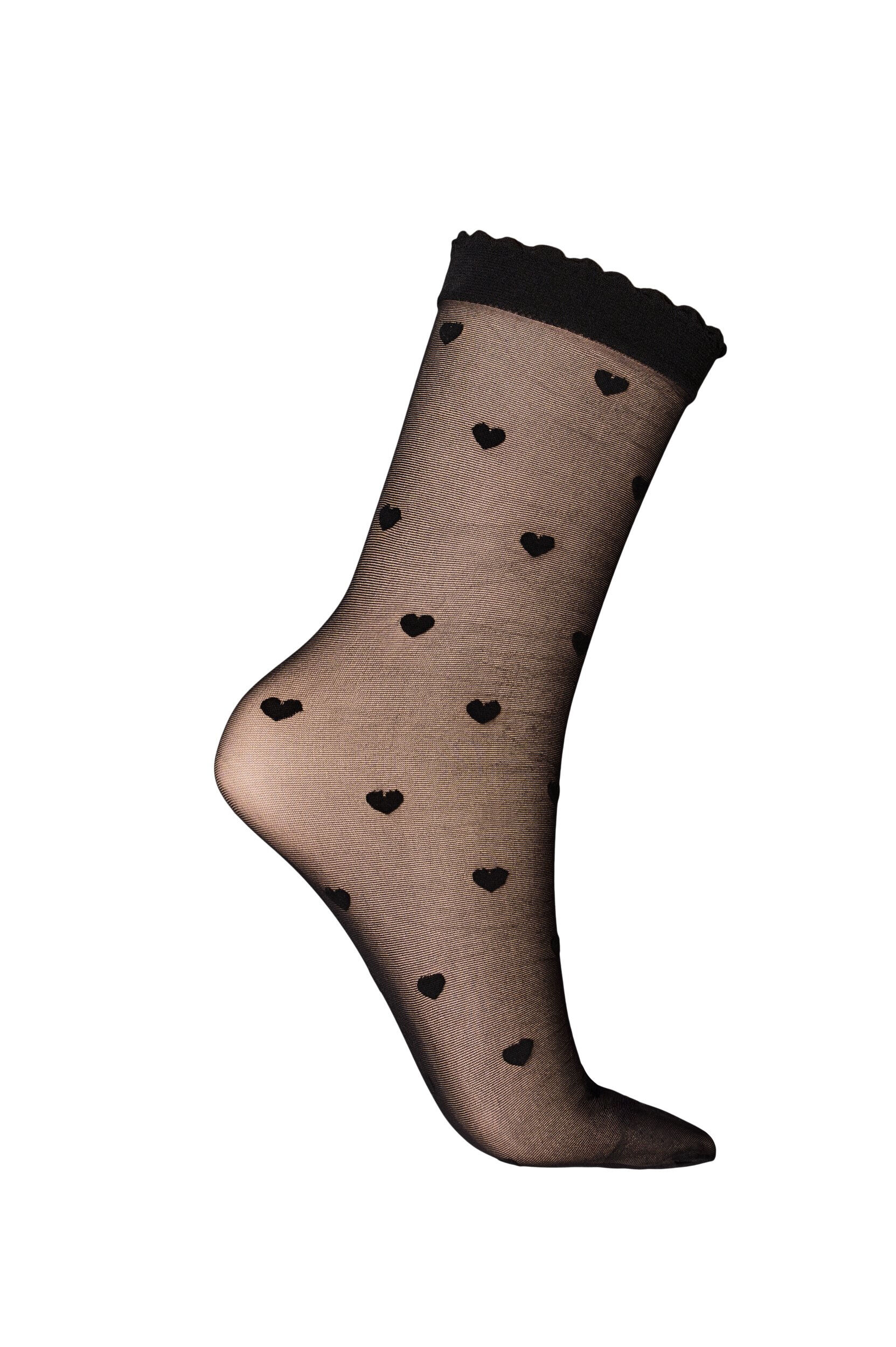 Zizzi2er-Pack Kn&ouml;chelsocken mit Herzchen, Schwarz, Packshot image number 1