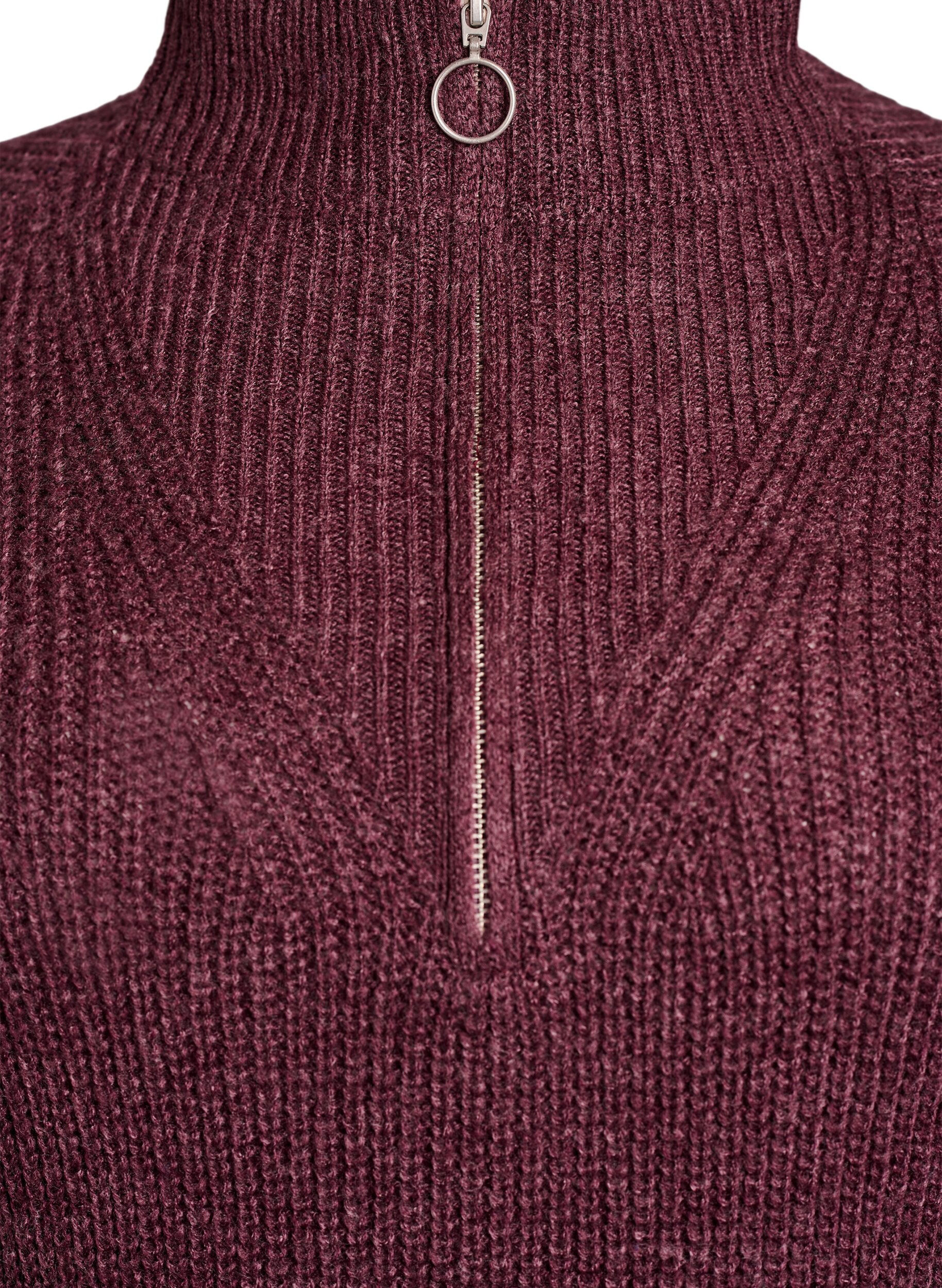 ZizziFLASH - Kurzes Strickkleid mit hohem Kragen, Rot, Packshot image number 2